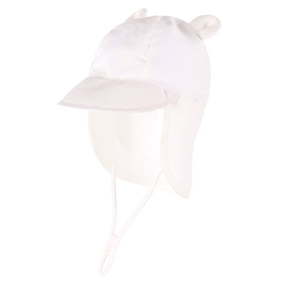ZHOGXU Toddler Sun Hats Solid Color Upf 50+ Sun Protection Adjustable Wide Rigid Brim Baby Cute Ears Caps For Spring Summer Vacation Daily Play,White,2-4 Years