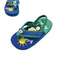 thumbnail image 1 of ZHOGXU Toddlers Boys Girls Summer Sandals Open Toe Cartoon Print Slip On Elastic Strap Comfortable Breathable Flip Flops For Everyday Wear,Sky Blue,1-2 Years, 1 of 2