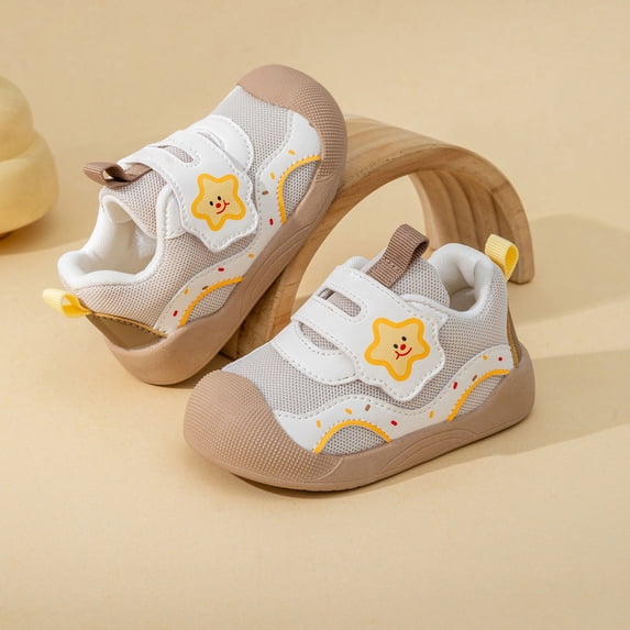 ZHOGXU Toddlers Infant Boys Girls Sneakers Non Slip Soft Sole Mesh Breathable Lightweight Sports Shoes For Casual Daily Wear,Khaki,12-15 Months
