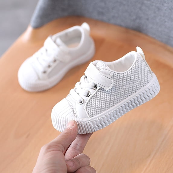 ZHOGXU Toddlers Kids Girls Sneakers Non Slip Soft Sole Mesh Comfortable Breathable Lightweight Sports Shoes For Casual Daily Wear,White,30