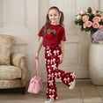 thumbnail image 1 of ZHOGXU Valentine'S Day Big Kids Girls Outfit Cute Bow Heart Print Short Sleeve Top And Flare Leg Pants Two Piece Comfortable Fashion Sets Red 12-13 Years, 1 of 5