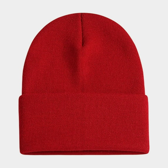 ZHOGXU Winter Beanie Hat For Women And Men Solid Color Knitted Thick Warm Comfortable Caps For Autumn Winter Daily Wear Red One Size