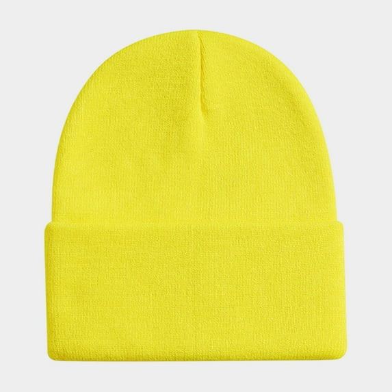 ZHOGXU Winter Beanie Hat For Women And Men Solid Color Knitted Thick Warm Comfortable Caps For Autumn Winter Daily Wear Yellow One Size