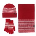 thumbnail image 1 of ZHOGXU Winter Beanie Hat Scarf Gloves Set For Women And Men Geometric Print Caps Long Scarf Touchscreen Gloves Knitted Warm Comfortable Outfits 3 Pack For Daily Wear Red One Size, 1 of 4