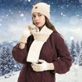 thumbnail image 1 of ZHOGXU Winter Beanie Hat Scarf Gloves Set For Women And Men Thick Caps Long Scarf Touchscreen Gloves Knitted Warm Comfortable Outfits 3 Pack For Daily Wear Beige One Size, 1 of 5