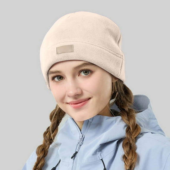 ZHOGXU Winter Knitted Hat For Women Solid Color Elastic Thickened Warm Comfortable Caps For Autumn Winter Daily Wear Beige One Size