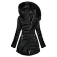 thumbnail image 1 of ZHOGXU Women Hooded Coat With Pocket Long Sleeve Solid Color Zipper Plush Comfortable Fashion Warm Jacket Top For Attumn Winter Daily Wear Black Xxxl, 1 of 2