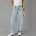 thumbnail image 1 of ZHOGXU Women Jeans High Waisted Solid Color Wide Leg Straight Fit Fashion Denim Pants Trousers With Pockets For Daily Wear Bu2 M, 1 of 6