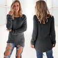 thumbnail image 1 of ZHOGXU Women Knit Sweater Long Sleeve Round Neck Solid Color Loose Fit Comfortable Warm Pullover Tops For Casual Daily Wear Grey M, 1 of 6