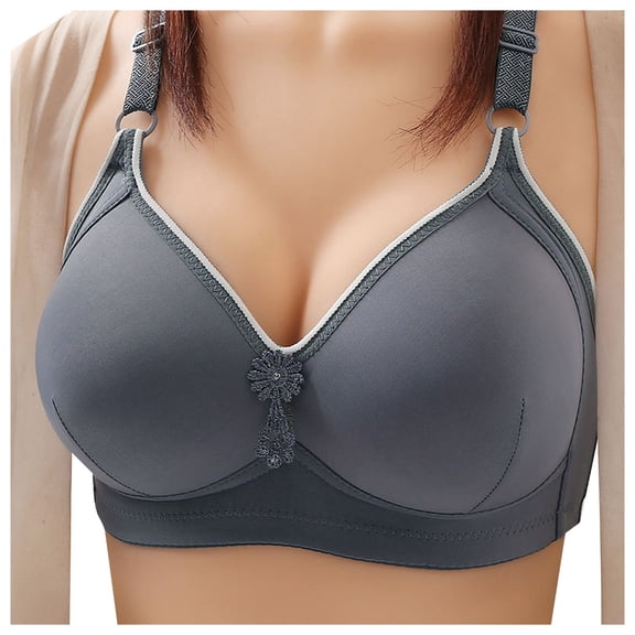 ZHOGXU Women'S Bra With Adjustable Straps Seamless Wireless Patchwork Push Up Three Buckle Breathable Comfortable Bralette For Everyday Wear,Grey,36