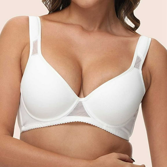 ZHOGXU Women'S Bra With Widened Adjustable Straps Thin Cup Solid Color Push Up Comfortable Breathable Bralette For Everyday Wear,White,36B