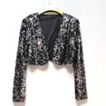 thumbnail image 1 of ZHOGXU Women'S Casual Jackets Long Sleeve V Neck Sparkly Sequins Open Front Stylish Comfortable Coat Top For Daily Wear Black L, 1 of 3