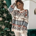 thumbnail image 1 of ZHOGXU Women'S Christmas Sweater Knitted Long Sleeve Round Neck Cute Reindeer Print Comfortable Warm Loose Fit Pullover Top For Daily Wear Beige L, 1 of 9