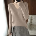 thumbnail image 1 of ZHOGXU Women'S Knitted Sweater Solid Color Long Sleeve V Neck Comfortable Fashion Pullover Top For Daily Wear Khaki M, 1 of 4