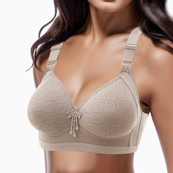 ZHOGXU Women'S Large Size Bra With Adjustable Straps Thin Cup Seamless Wireless Push Up Breathable Comfortable Bralette For Everyday Wear,Grey,44