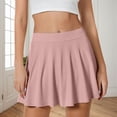 thumbnail image 1 of ZHOGXU Women'S Skirt Summer High Waist Solid Color Pleated A Line Fashion Stretchy Mini Skirt For Casual Daily Wear,Pink,S, 1 of 4