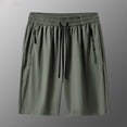thumbnail image 1 of ZHOGXU Women'S Sports Shorts Solid Color Drawstring Elastic Waist Zipper Quick Drying Loose Casual Knee Length Shorts With Pockets For Outdoor Activities，Army Green，L, 1 of 5