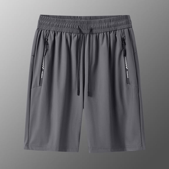 ZHOGXU Women'S Sports Shorts Solid Color Drawstring Elastic Waist Zipper Quick Drying Loose Casual Knee Length Shorts With Pockets For Outdoor Activities,Grey,M