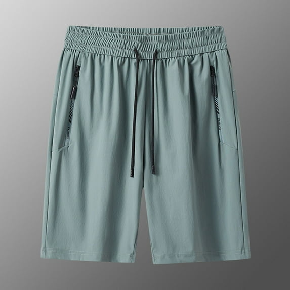 ZHOGXU Women'S Sports Shorts Solid Color Drawstring Elastic Waist Zipper Quick Drying Loose Casual Knee Length Shorts With Pockets For Outdoor Activities,Mint Green,Xl