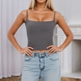 thumbnail image 1 of ZHOGXU Women'S Tank Top With Removable Padding Adjustable Strap Solid Color Seamless Sleeveless Slim Fit Comfortable Camisole For Layering And Casual Wear Grey S, 1 of 6