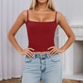 thumbnail image 1 of ZHOGXU Women'S Tank Top With Removable Padding Adjustable Strap Solid Color Seamless Sleeveless Slim Fit Comfortable Camisole For Layering And Casual Wear Red S, 1 of 6