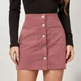 thumbnail image 1 of ZHOGXU Women Skirt High Waist Button Front Solid Color A Line Slim Fit Comfortable Corduroy Skirt With Pockets For Casual Daily Wear,Pink,L, 1 of 5