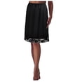 thumbnail image 1 of ZHOGXU Women Skirt Summer Elastic Waist Solid Color Lace Trim Fashion Comfortable Skirt For Casual Daily Wear,Black,L, 1 of 3
