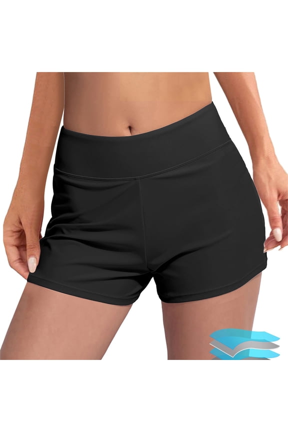 Women Swimwear Menstrual Leakproof Solid Color Swim Shorts Wide Waistband Bathing Suit Bottoms For For Outdoor Water Sports And Beach,Black,M