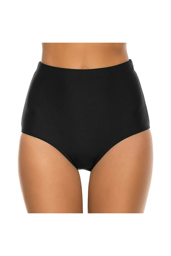 Women Swimwear Swim Shorts High Waist Solid Color Bathing Suit Bottoms For For Outdoor Water Sports And Beach,Black,L