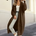 thumbnail image 1 of ZHOGXU Women's Cardigan With Pocket Long Sleeve Open Front Solid Color Knit Comfortable Loose Fit Coat Jacket For Casual Daily Wear Coffee M, 1 of 4