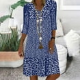 thumbnail image 1 of ZHOGXU Women's Casual Dress Flower Printed Half Sleeve V Neck Comfortable Lightweight Dresses For Daily Wear,Blue,L, 1 of 4