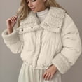 thumbnail image 1 of ZHOGXU Women's Coat Long Sleeve Lapel Solid Color Zipper Plush Comfortable Stylish Jacket For Casual Daily Wear Beige L, 1 of 4