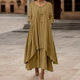 thumbnail image 1 of ZHOGXU Women's Dress Long Sleeve V Neck Solid Color Irregular Fashion Comfortable Loose Fit Maxi Dresses For Casual Daily Wear,Yellow,Xxxxxl, 1 of 5