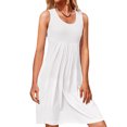 thumbnail image 1 of ZHOGXU Women's Dress Sleeveless Round Neck Solid Color Fashion Comfortable Breathable Dresses For Casual Daily Wear,White,Xl, 1 of 8