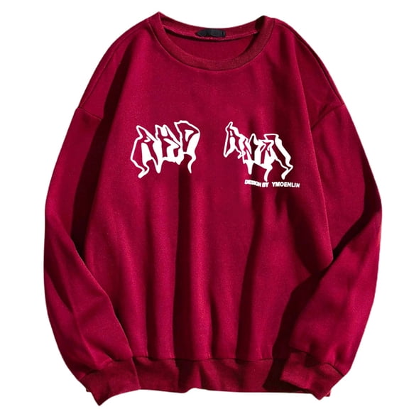 ZHOGXU Women's Fall Winter Pullover Cartoon Printed Round Neck Long Sleeved Breathable Loose Fit Sweatshirt For Casual Daily Wear,Hot Pink,Xxl