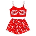 thumbnail image 1 of ZHOGXU Women's Halloween Skeleton Print Pajamas Sleeveless Crop Camisole & Shorts Pajama Sets 2 Piece Loungewear Pjs,Red,XL, 1 of 5