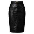 thumbnail image 1 of ZHOGXU Women's High Waist Midi Pencil Skirt Faux Leather Bodycon Split Back Skirts For Party Daily Wear,Black,S, 1 of 4