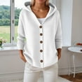 thumbnail image 1 of ZHOGXU Women's Hooded Cardigan Long Sleeve Open Front Buttons Solid Color Knit Comfortable Slim Fit Coat Jacket For Casual Daily Wear White Xl, 1 of 4