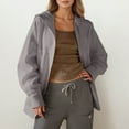 thumbnail image 1 of ZHOGXU Women's Hooded Coat Long Sleeve Open Front Solid Color Comfortable Loose Fit Jacket For Casual Daily Wear Grey M, 1 of 6