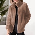 thumbnail image 1 of ZHOGXU Women's Hooded Coat Long Sleeve Solid Color Zipper Plush Comfortable Stylish Jacket For Casual Daily Wear Bw2 L, 1 of 4