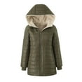 thumbnail image 1 of ZHOGXU Women's Hooded Coat Long Sleeve Solid Color Zipper Plush Comfortable Stylish Jacket For Casual Daily Wear Green L, 1 of 2