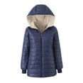 thumbnail image 1 of ZHOGXU Women's Hooded Coat Long Sleeve Solid Color Zipper Plush Comfortable Stylish Jacket For Casual Daily Wear Navy L, 1 of 2