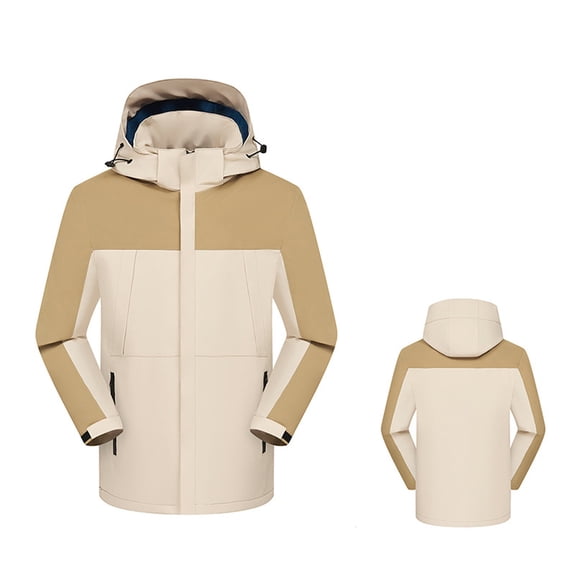 ZHOGXU Women's Hooded Coat With Pockets Long Sleeve Color Block Zipper Plush Windproof Comfortable Stylish Jacket For Casual Daily Wear Light Yellow Xxxxl