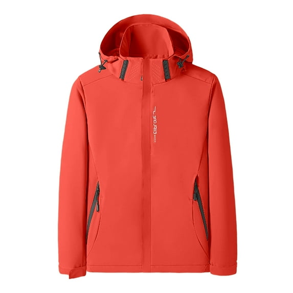 ZHOGXU Women's Hooded Coat With Pocket Long Sleeve Solid Color Zipper Comfortable Fashion Jacket For Casual Daily Wear Red M