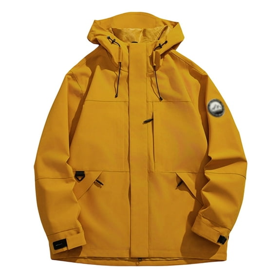 ZHOGXU Women's Hooded Coat With Pockets Long Sleeve Color Block Zipper Windproof Comfortable Stylish Jacket For Casual Daily Wear Yellow Xxl