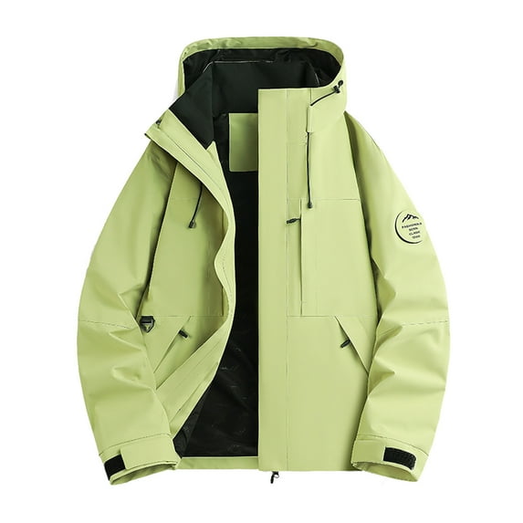 ZHOGXU Women's Hooded Coat With Pockets Long Sleeve Solid Color Zipper Windproof Comfortable Stylish Jacket For Outdoor Activities Green S