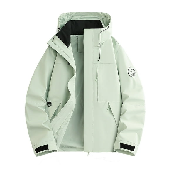 ZHOGXU Women's Hooded Coat With Pockets Long Sleeve Solid Color Zipper Windproof Comfortable Stylish Jacket For Outdoor Activities Light Green L