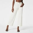 thumbnail image 1 of ZHOGXU Women's Jeans With Pocket Distressed Flared Wide Leg Solid Color Stretch Stylish Denim Pants Trousers For Casual Daily Wear,White,M, 1 of 6