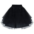 thumbnail image 1 of ZHOGXU Women's Skirt Elastic Waist Solid Color Comfortable Fashion Mesh Layered Petticoat Underskirt For Stage Performance And Party,Black,C, 1 of 6