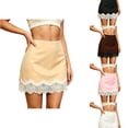 thumbnail image 1 of ZHOGXU Women's Skirt Summer High Waisted Lace Trim A Line Elegant Comfortable Slim Fit Mini Skirts For Casual Daily Wear,Light Yellow,S, 1 of 4